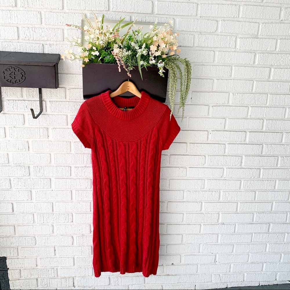 New Directions Red Long Sweater Dress Size LP